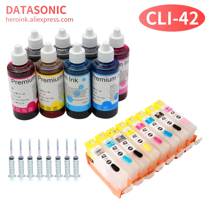 Cartucho de Tinta Recarregável para Impressora Compatível com Canon Pixma Pro100 Pro Tinta Cli 42 Cores