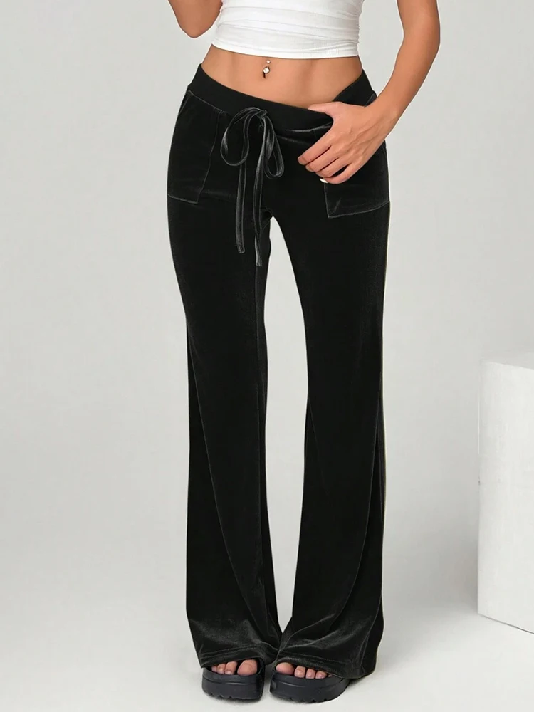 2025 Herbst und Winter Damen Micro-Schlaghosen Slim Fit und Figurformend Lässige Schlaghosen Samthose – Detail 4