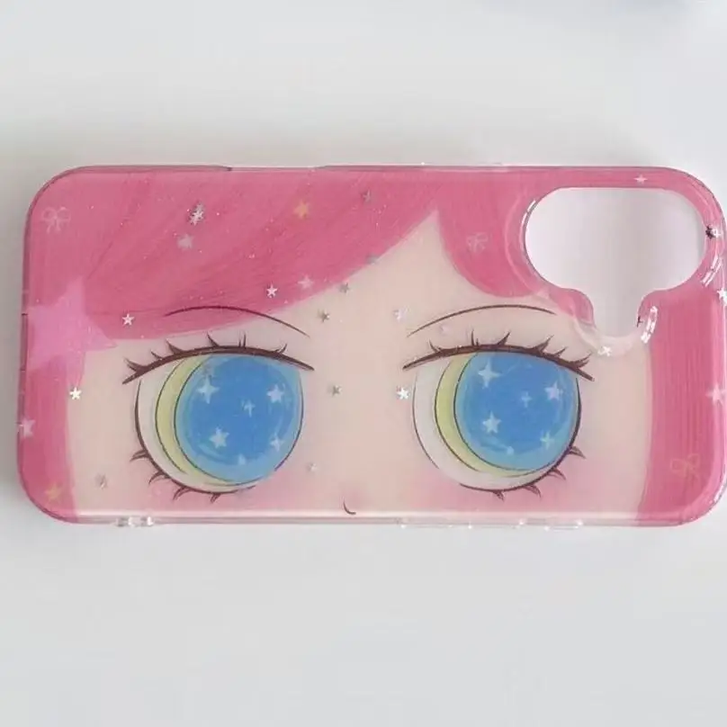 Kawaii Girl Big Eyes Phone Case - Charming Graphic Back Cover