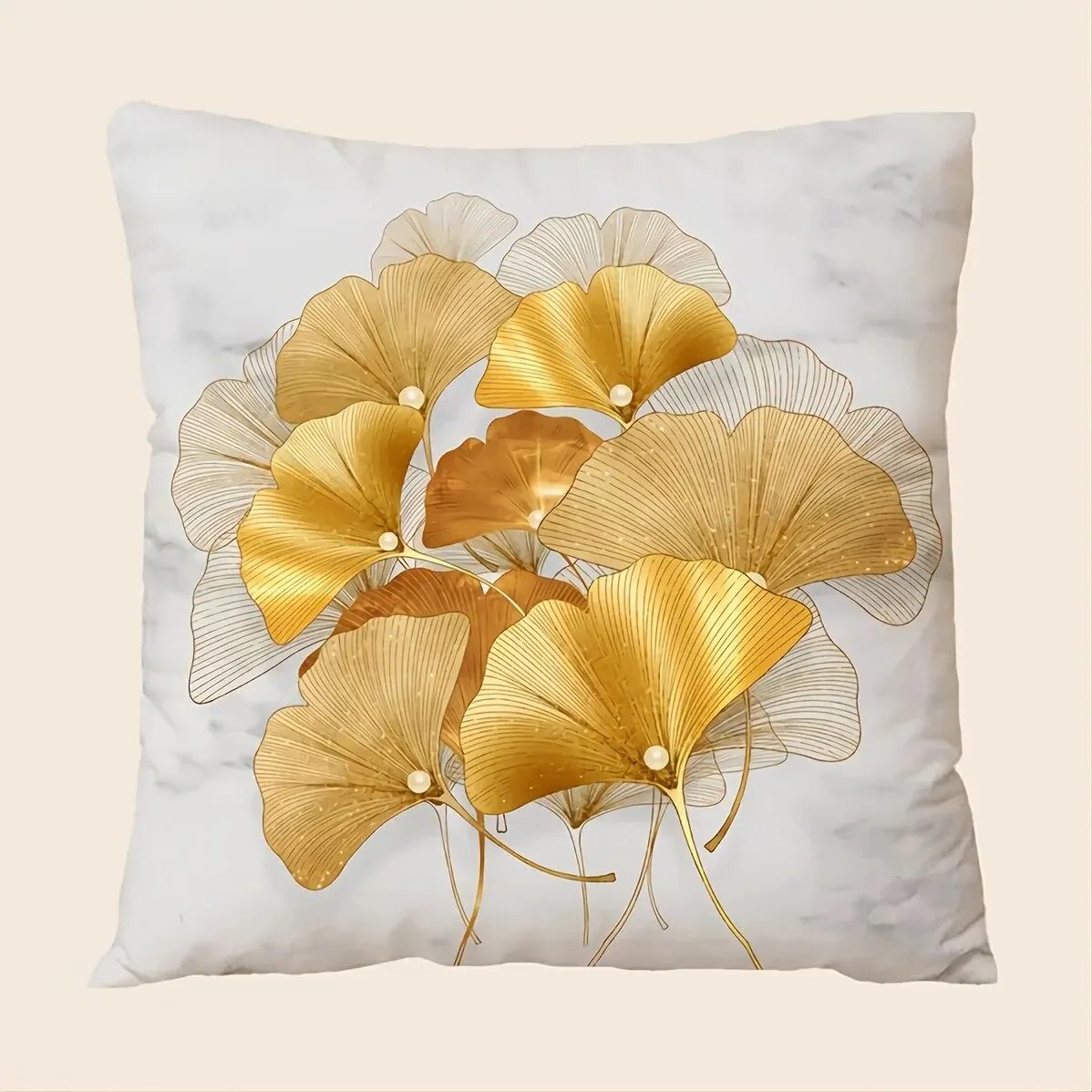 1pc Ginkgo Leaves Printed Pillowcase-Soft and Cozy Plush Design For Comfortable Sleep pillow case pillow covers throw pillow cover cushion covers cushion cover
