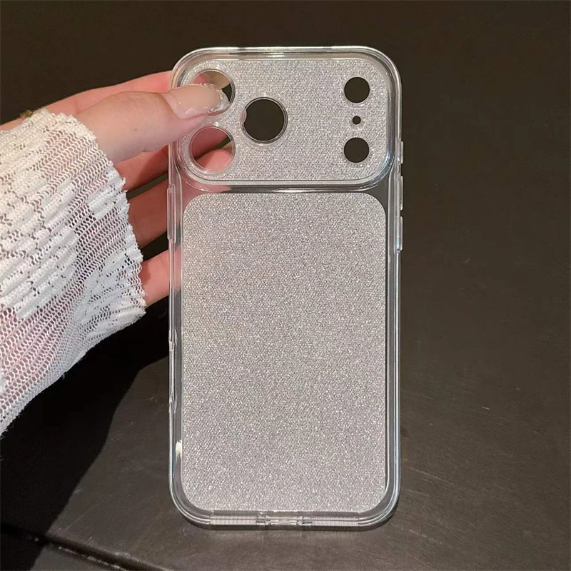 Luxury Bling Glitter Shockproof Transparent Phone Case with Large Window Design