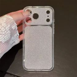Luxury Bling Glitter Shockproof Transparent Phone Case with Large Window Design - iPhone 15 (White)