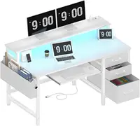 White Computer Desk with File Drawers Cabinet, 47 Inch Home Office Desks with Keyboard Tray 1