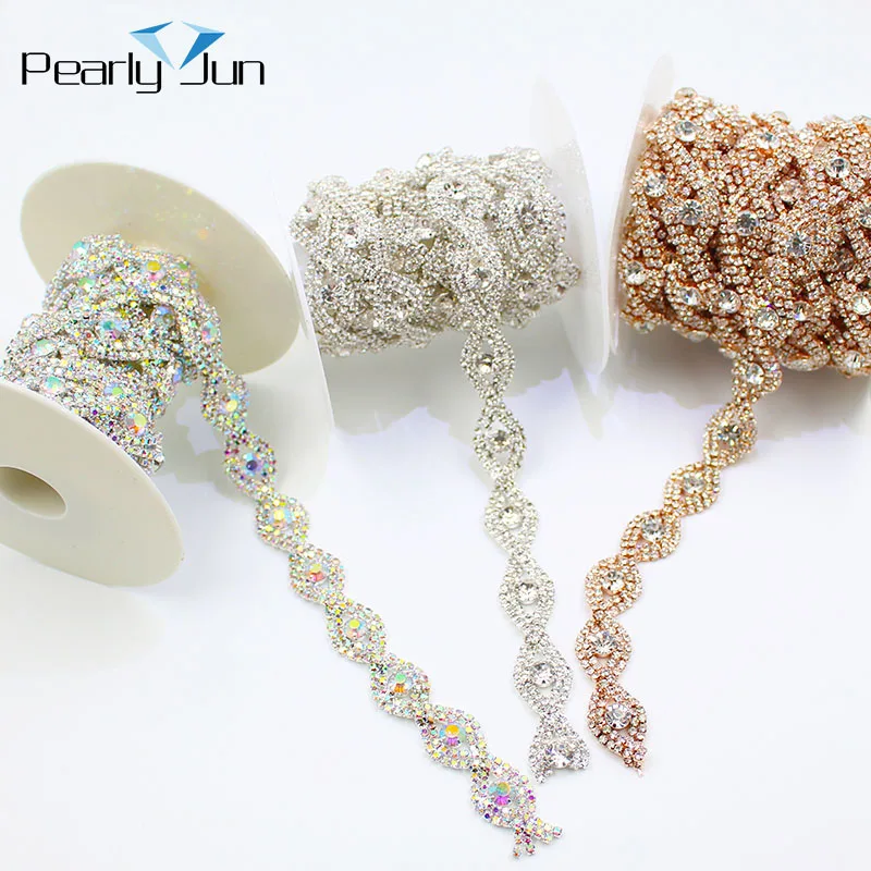 

1/5 Yards 1.5cm Cross Braided Diamond Chain Rhinestone Trim Used For Dress Skirt Shoes Hat Webbing DIY Sewing Accessories ML039