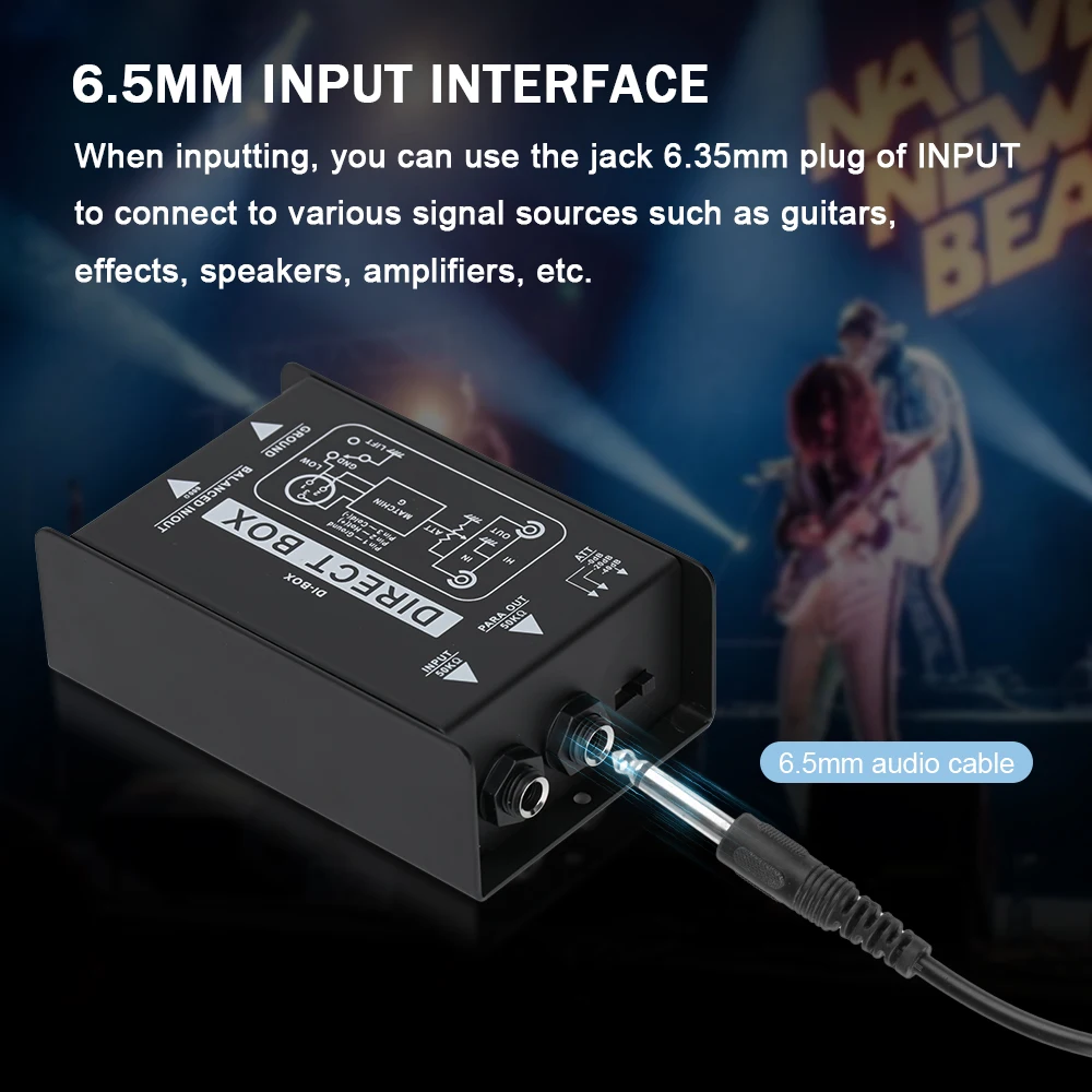 Audio DI Box Direct Injection Box Guitar Bass Single Channel Audio Converter LEUS DI1-2 Passive Low Noise audio converter