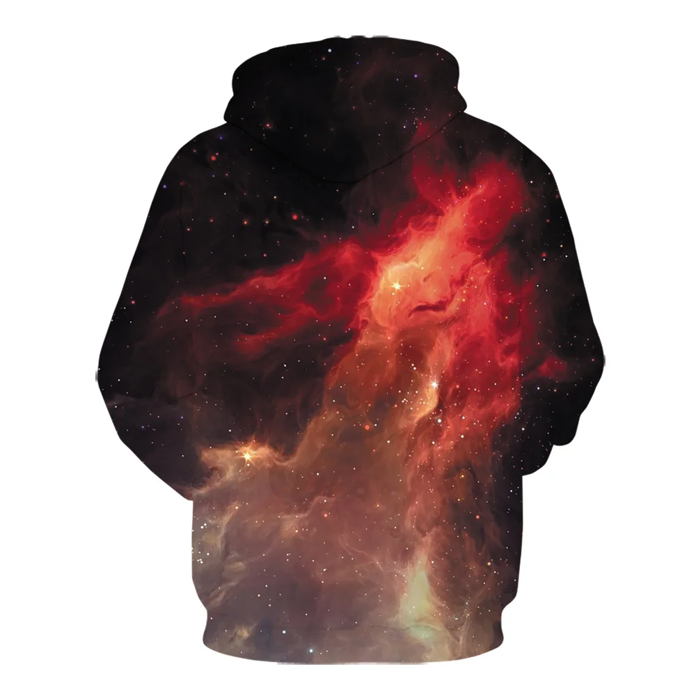 Trendy And Fashionable Men's Outdoor Starry Sky Aurora Printed Clothing Long Sleeved Autumn And Winter New Casual Hoodie 。