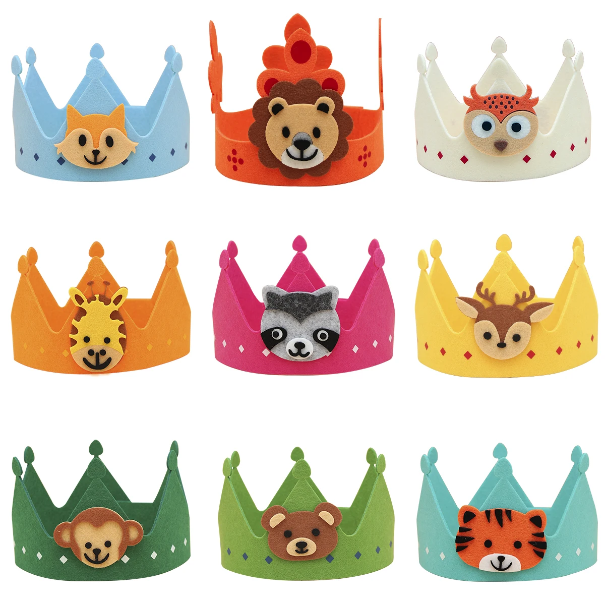 Felt Crown Hat Forest Animal Party  Children's Day Gift for Kids Zoo Carnival Headdress Helmet Birthday Party Decorations Boy Gi