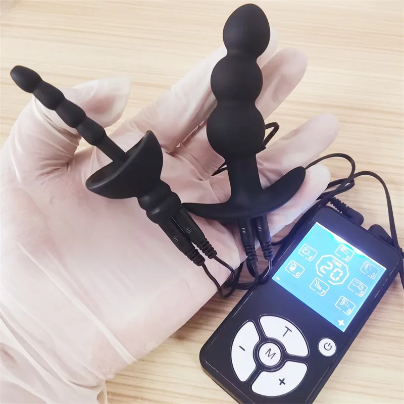 1 Set 8 Modes Electric Shock Male Horse Eye Masturbation Silicone Penis Plug Adult Anal Sex Toys for Men Gay Urethral Sounding