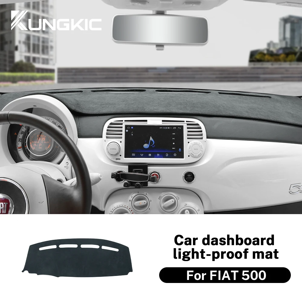 Car Dashboard Mat Flannel Dashmat For Fiat 500 2008-2011 Abarth 595 2012 2013 2014 2015-Sunshade Mat Carpet Pad
