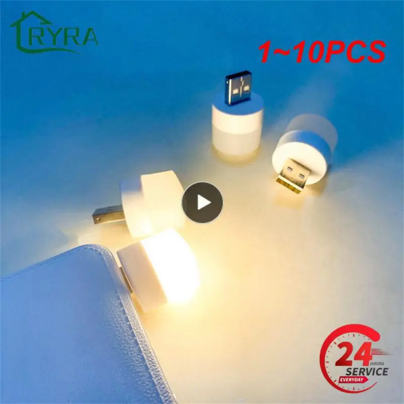 

1~10PCS LED Plug Lamp 1W Super Bright Eye Protection USB Book Light Computer Mobile Power Charging USB Small LED Night Light