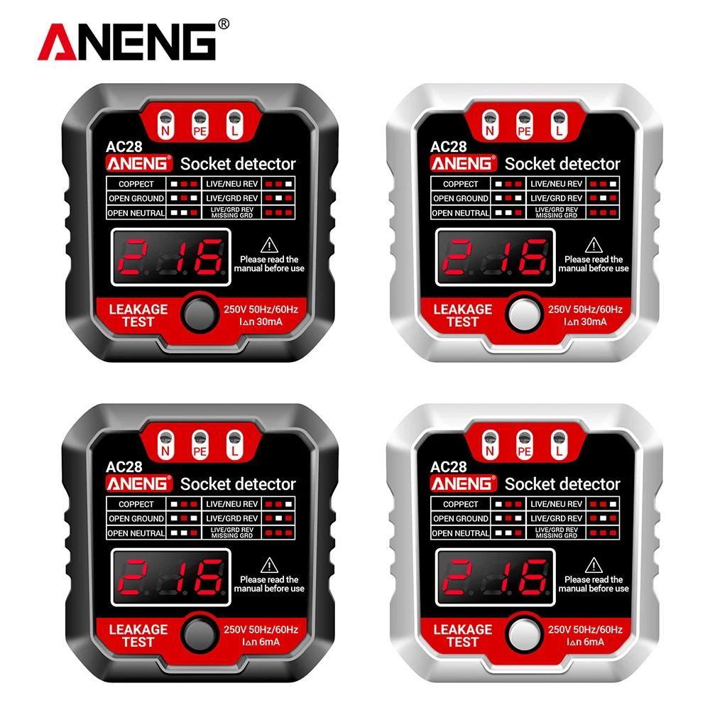 ANENG AC28 Digital Display Polarity Phase Pheck Detector Circuit Breaker Finders LCD for Testing Power Socket / Leakage Switches