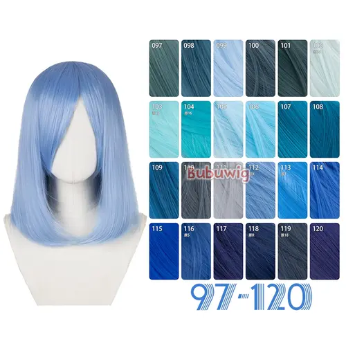 Bubuwig Synthetic Hair Over 100 Colors Fashion Classic 40cm Long Straight Anime Cosplay Wigs Pure Color Black Wig Heat Resistant - Image 12