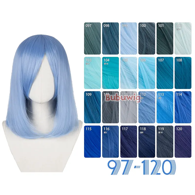 Bubuwig Synthetic Hair Over 100 Colors Fashion Classic 40cm Long Straight Anime Cosplay Wigs Pure Color Black Wig Heat Resistant - Image 12