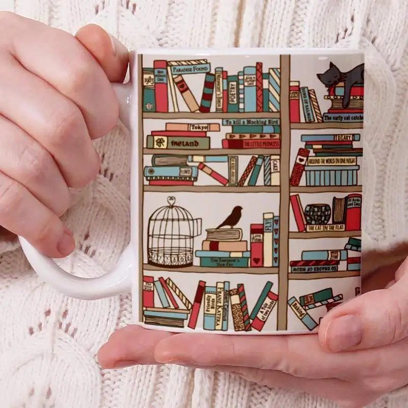 

Керамическая книжная полка, чашка, визуальная книжка, библиотека, кофейная кружка, креативная настоящая живописная чайная кружка, образовательная книга, подарки для любителей, лучшая посуда для напитков
