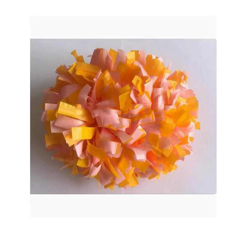 1piece,Pompom Cheerleader Poms, Plastic Dusty Pink with Plastic Yellow, 4 ",6",8"