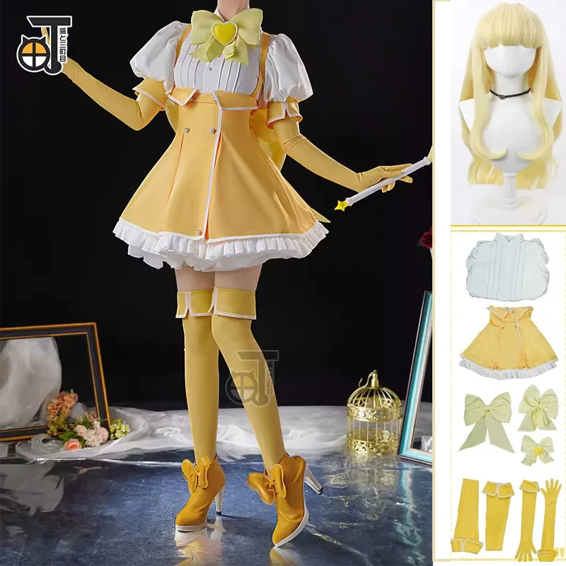 

Anime Tenkawa Kaoruko Cosplay Wig Shoes Anime Mahou Shoujo Ni Akogarete Magia Baiser Yellow Dress Prop Gushing Over Magical Girl