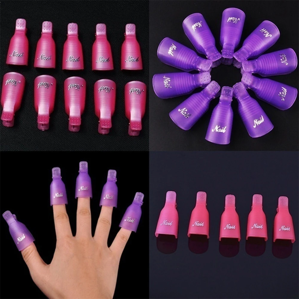 

10Pcs Acrylic Nail Art Soak Off Cap Clip 1Set UV Gel Polish Remover Wrap Tools Wearable Remover Silicone Wrap Tool Nail Art Tip*