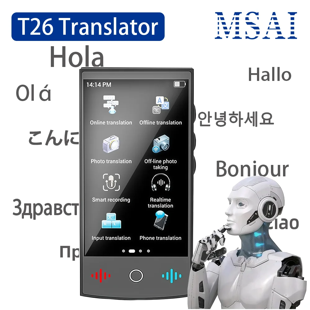 Traducteur voyage AI T26 ChatGPT 160 langues - Traduction vocale professionnelle pour pêche internationale