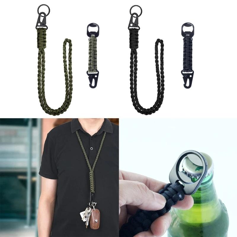 

2 Pcs Paracord Neck Lanyard Keychain Heavy Duty Braided Rope Necklace Keychains Drop Shipping