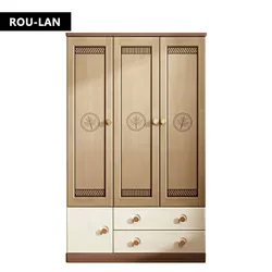 Children's Wardrobe Two-Door Three-Door Armoire with Two Drawers Modern Kids Bedroom Furniture Storage Locker