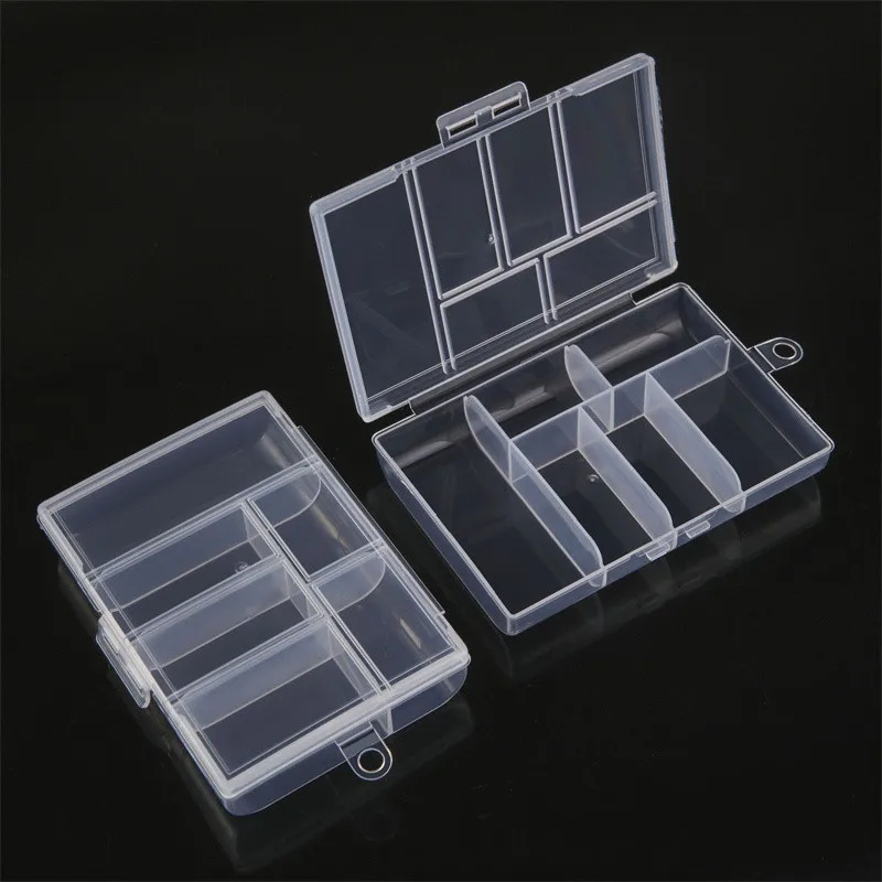 

6-grids Plastic Desktop Organizer Transparent Jewelry Earrings Screw Nails Part Storage Box With Cover Practical Clear Container