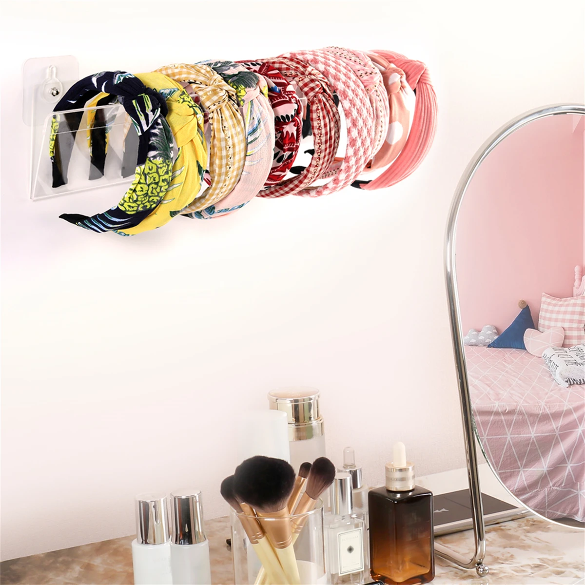 Wall-mounted Acrylic Clear Headband Holder Display for Girl Durable Jewelry Hairbands Organizer Stand for Space Saving  1PC 195g 3