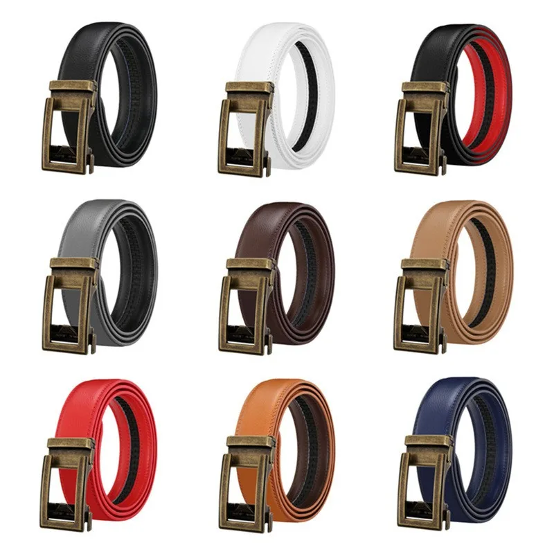 Luxury Men's Leather Belt - High Quality Designer Craftsmanship in White, Blue, Red, Brown