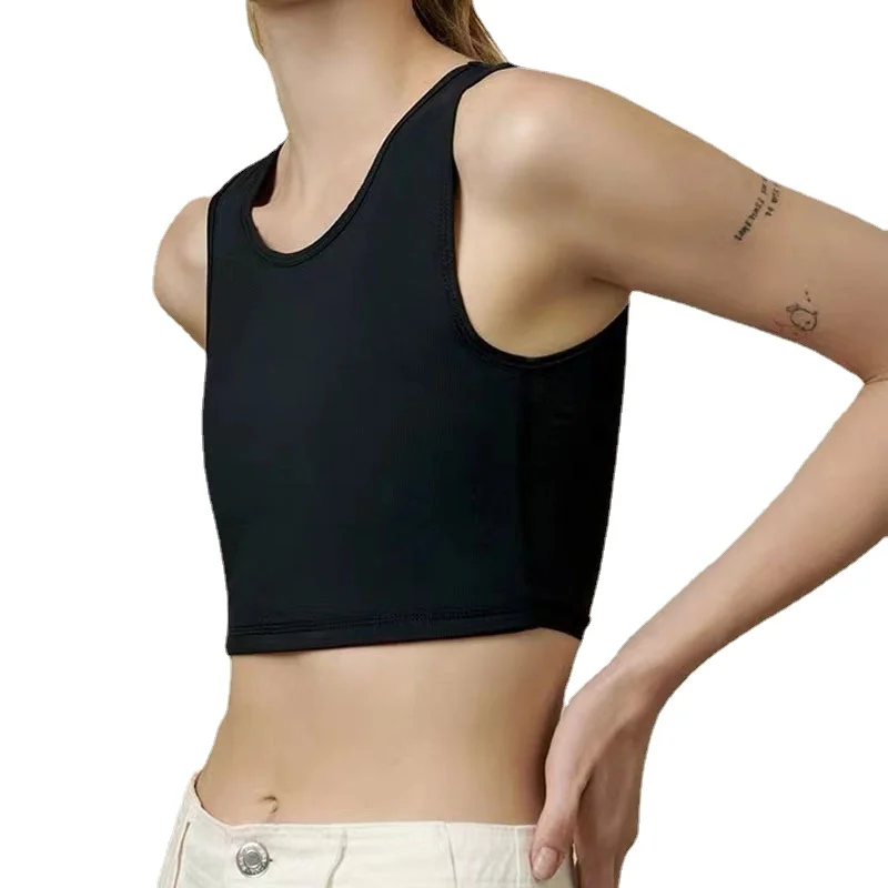 HaleyChan Summer Women's Cotton Chest Binder Tomboy Trans Lesbian Breast Binders With Strong Elastic Band Crop Top Buckle Corset