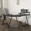 Vista L-Shape Desk with Monitor Stand, Black 6