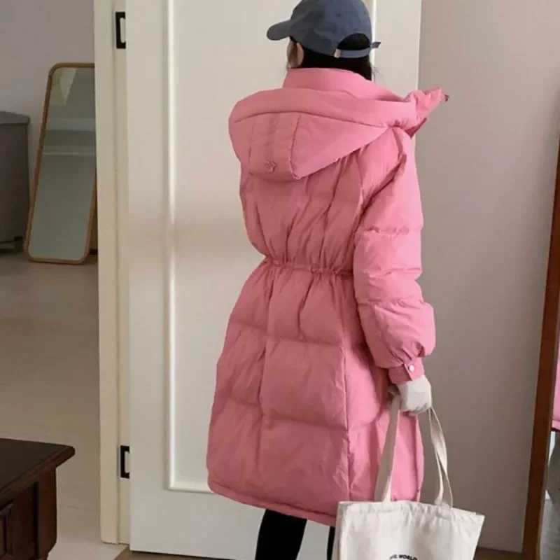 2024 New Women Down Cotton Coat Winter Jacket Female Mid Length Version Parkas Thick Warm Outwear Versatile Hooded Overcoat