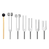 6Pcs/Set 128Hz 256Hz 512Hz 1024Hz 2048Hz 4096Hz Tuning Fork with Hammer for Tuning Fork Kit Healing Sound Vibration Tool 1