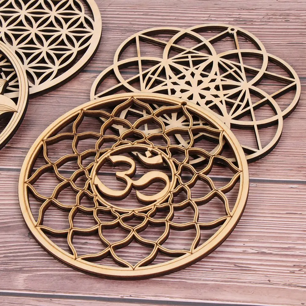 Wooden Wall Sign Flower of Life Shape Laser Cut Wood Wall Art Home Decor Handmade Coasters Craft Making Sacred Geometry Ornament