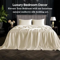 Parure de lit en soie de mûrier de luxe, 100% soie naturelle, comprenant housse de couette, drap et taies d'oreiller, pour lits simples, doubles, king et queen size 4