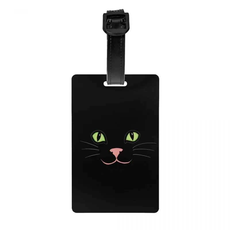 

Бирки для багажа с изображением черной кошки для чемодана для путешествий котенка мем Личная Обложка имя идентификационная карта