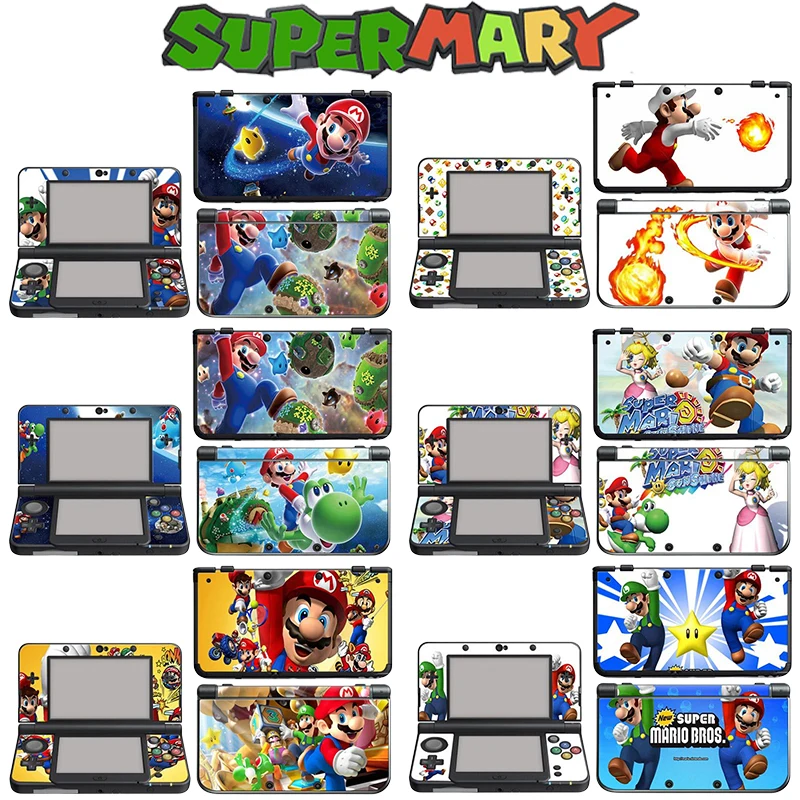 Super Mario Cartoon Decal Skin Sticker Per New Nintendo 3Ds Anime Figure Pvc Full Cover Protector Skin Anti Scratch Sticker Gift