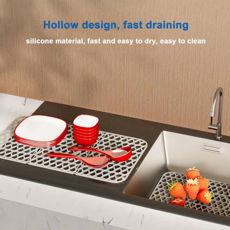Kitchen Silicone Sink Mat Sink Protector Mat Foldable Non Slip