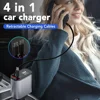 4 in 1 Car Charger 120W Retractable PD Type C Cable Fast Charging Car Cigarette Lighter Adapter For iPhone Samsung Xiaomi Huawei 4