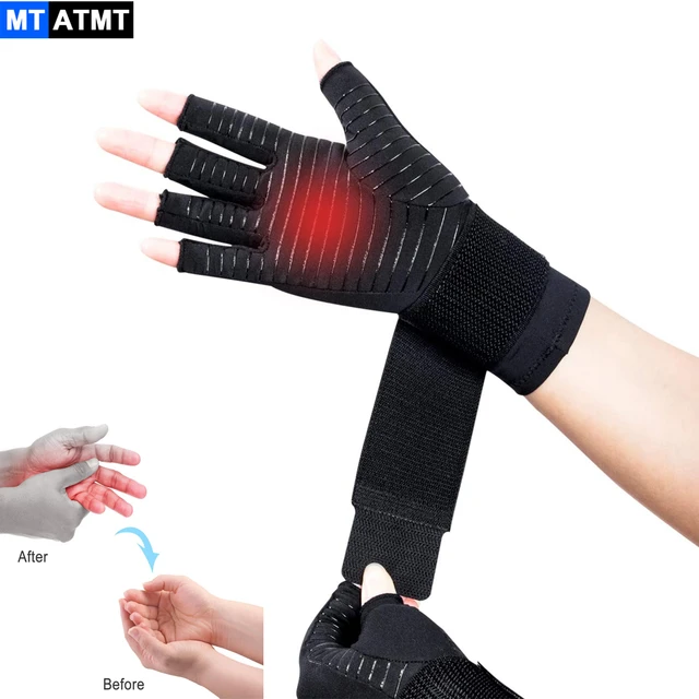 1Pair Compression Arthritis Gloves with Strap,Carpal Tunnel,Typing