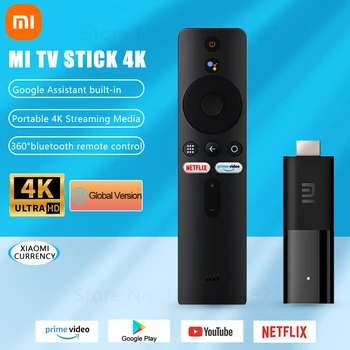 샤오미 미 TV 스틱, 구글 어시스턴트, 내장 안드로이드 TV 11, 쿼드 코어 프로세서, TV 박스, 블루투스, 4K, 1080P, 글로벌 버전, 2GB, 8GB