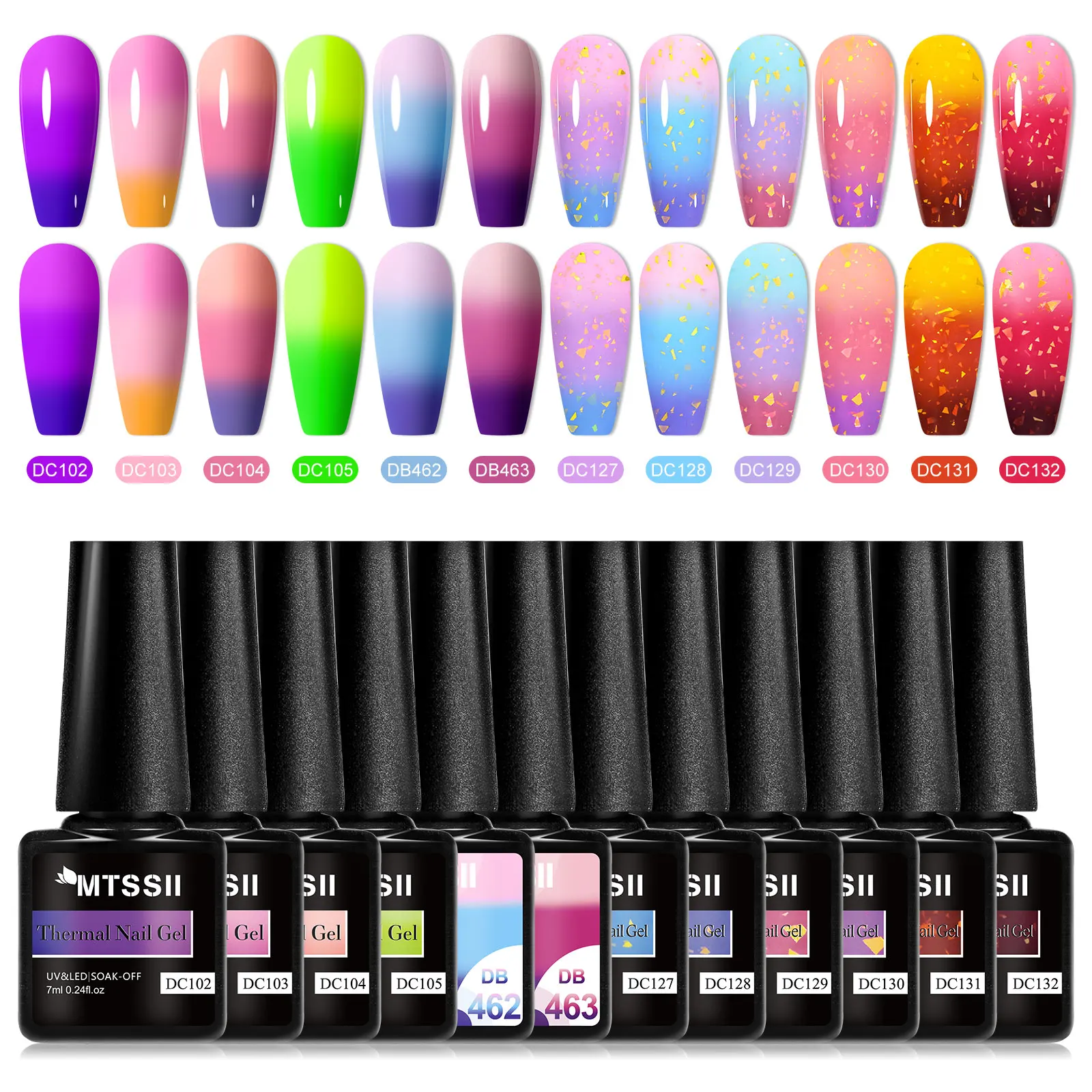 12PCS Temperature Nail Gel Set 3-Layers Change Color Polish Autumn Popular Colors Gel Soak Off UV Nail Manicure Art Varnish Kit 3