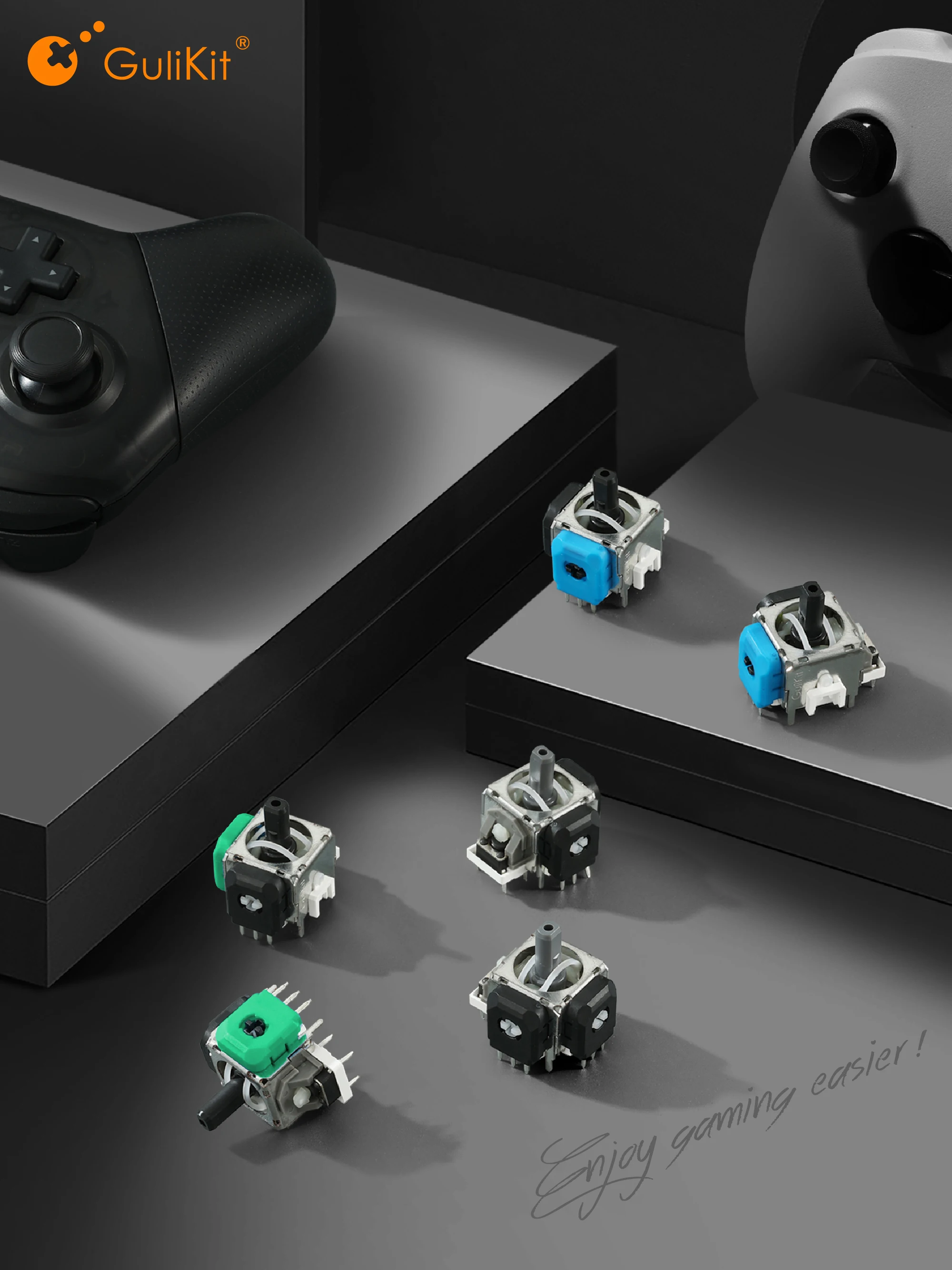 10 Pairs GuliKit TMR Joystick with Stick Caps for PS4 PS5/PS5 Edge