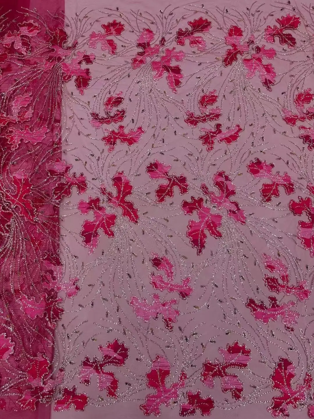 

High Quality African Lace Fabric French ZH-1308746 beads Sequins Fabric for Sewing Embroidered Lace Tulle Nigerian Lace Fabric