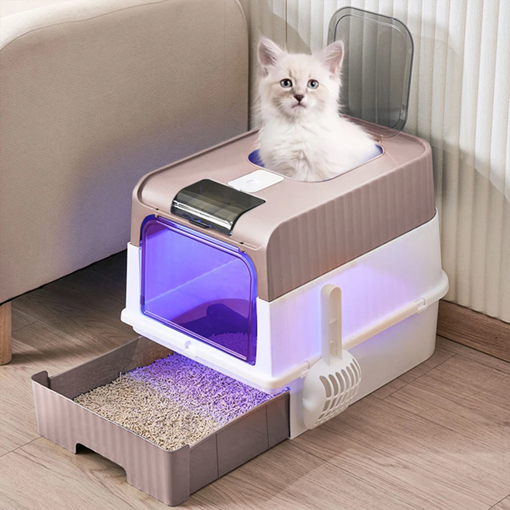 Tieker fully enclosed UV sterilizing cat litter box top entry splash-proof cat toilet large capacity : uk Stock, 4 Days Free Delivery, & No Order Amount limit