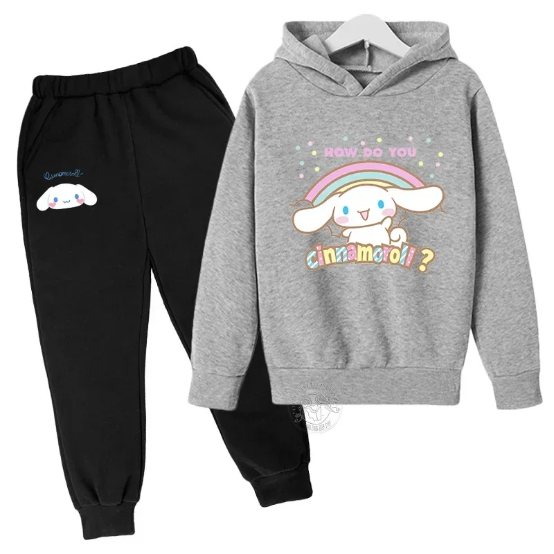 thumbnail image 1 of Traje de moda urbana Cinnamoroll para primavera y otoño para niños y niñas, jersey deportivo para niños y pantalones deportivos, chándal deportivo, 1 of 4
