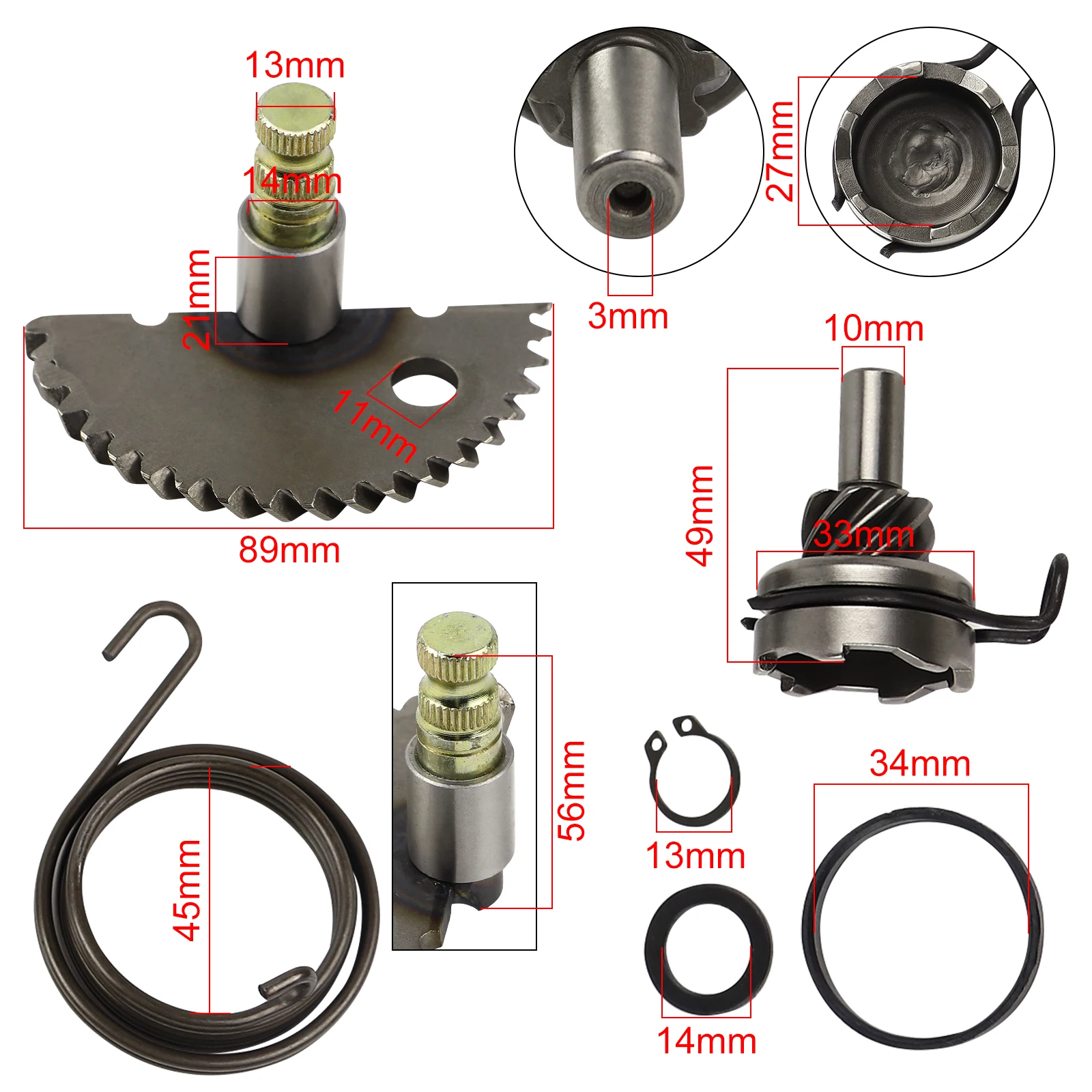 Kickstart Kick Start Gear Shaft Rebuild Kit for GY6 49cc