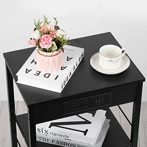 smusei Rustic Charging Side Table