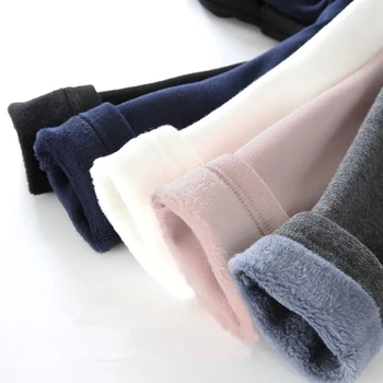2024 Girls' Pants Children's Winter Thickened Warm Pants Warm Elastic Pink Navy Blue Underpants Boys' Pants 1
