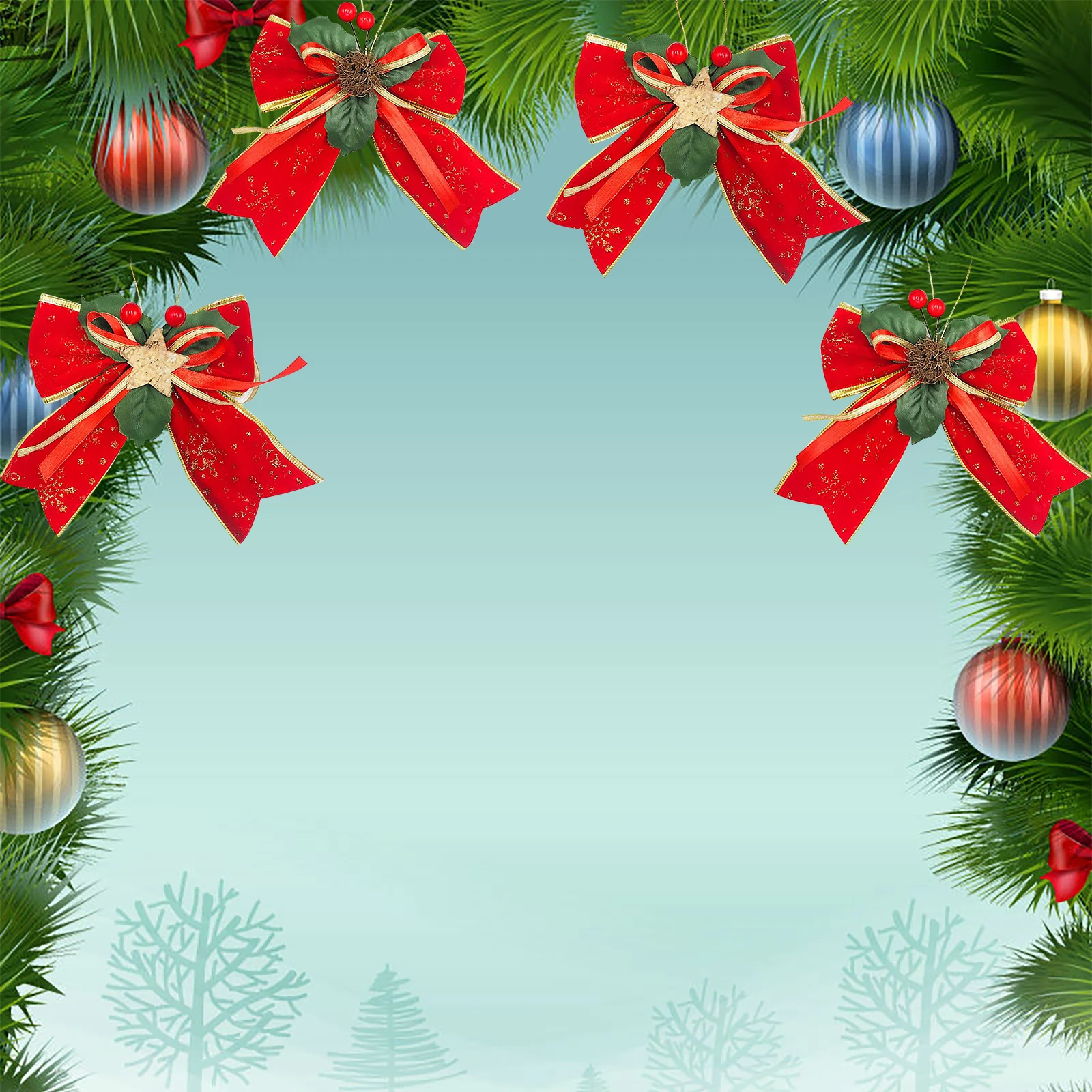 Mini Bow Christmas Tree Decoration Leaf Bow Decorations Christmas Ornaments Bowknot Crafts Suitable for Family Party Supplies