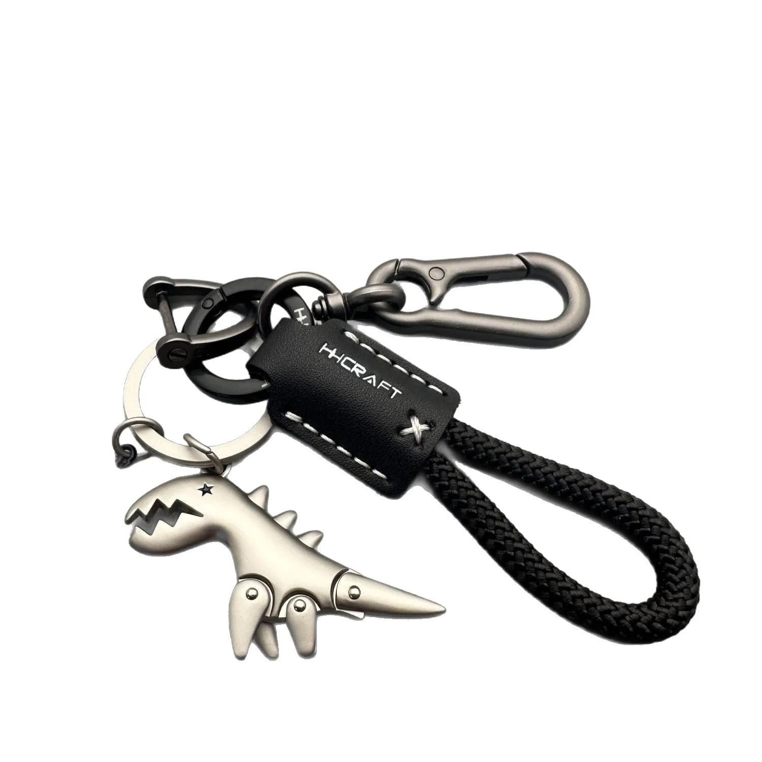 60g overweight Minimalist dinosaur pendant Premium Handmade Leather Keychain with Braided Strap Anti Loss Car Keys