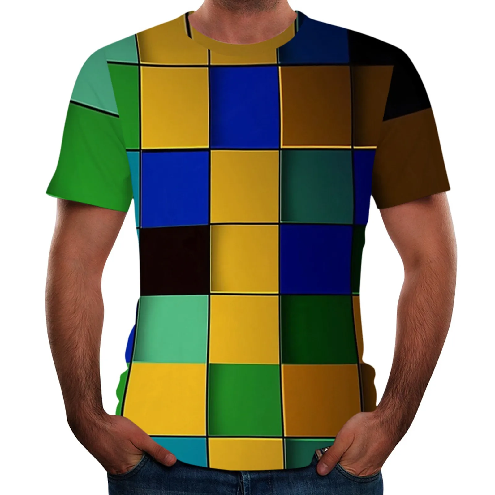 

Мужская Весенняя футболка с коротким рукавом и круглым вырезом